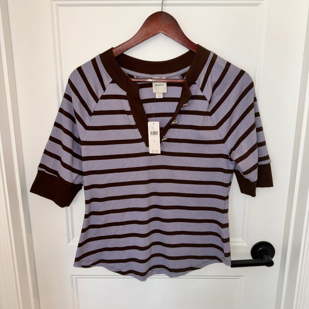 NWT Maeve Half-Sleeve Henley Tee - Size L